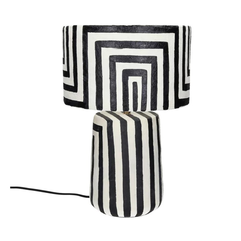 TABLELAMP STR BLACK AND WHITE PAPER MACHE - TABLE LAMPS